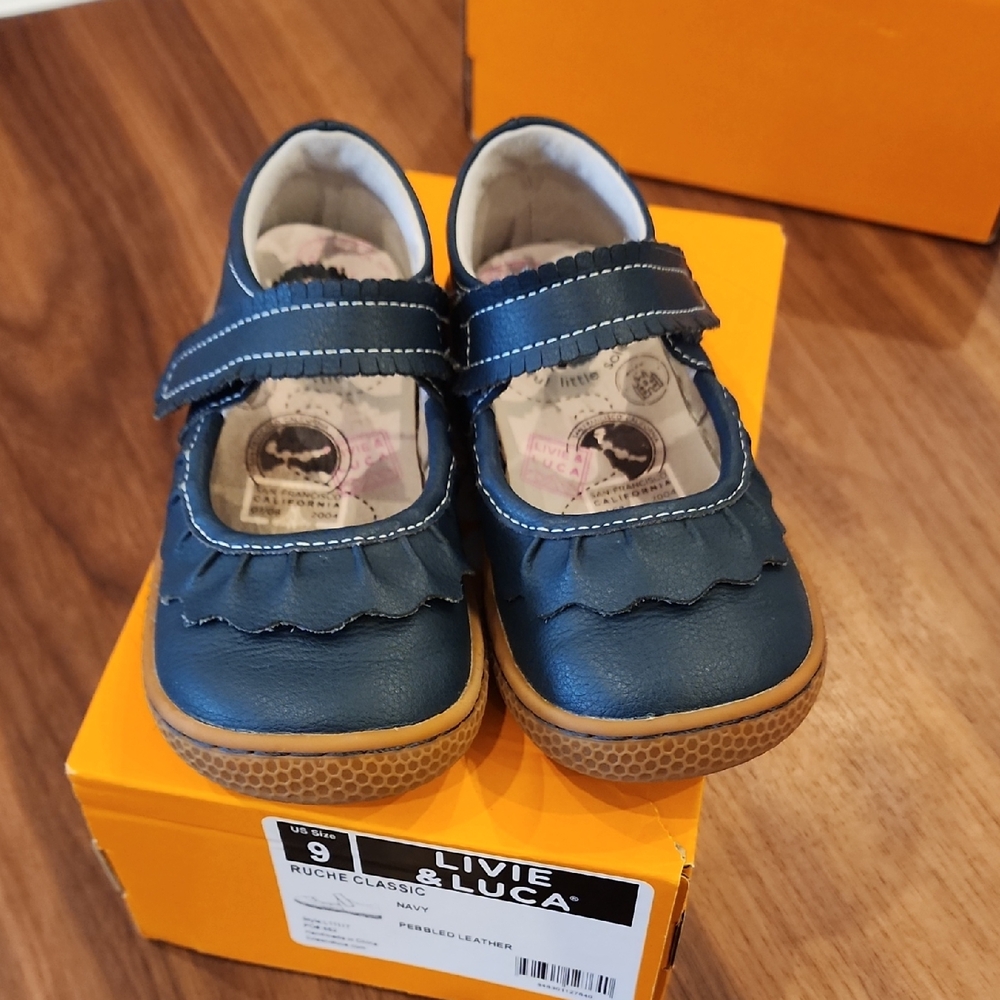 Livie & Luca Navy Dress Shoes for Kids